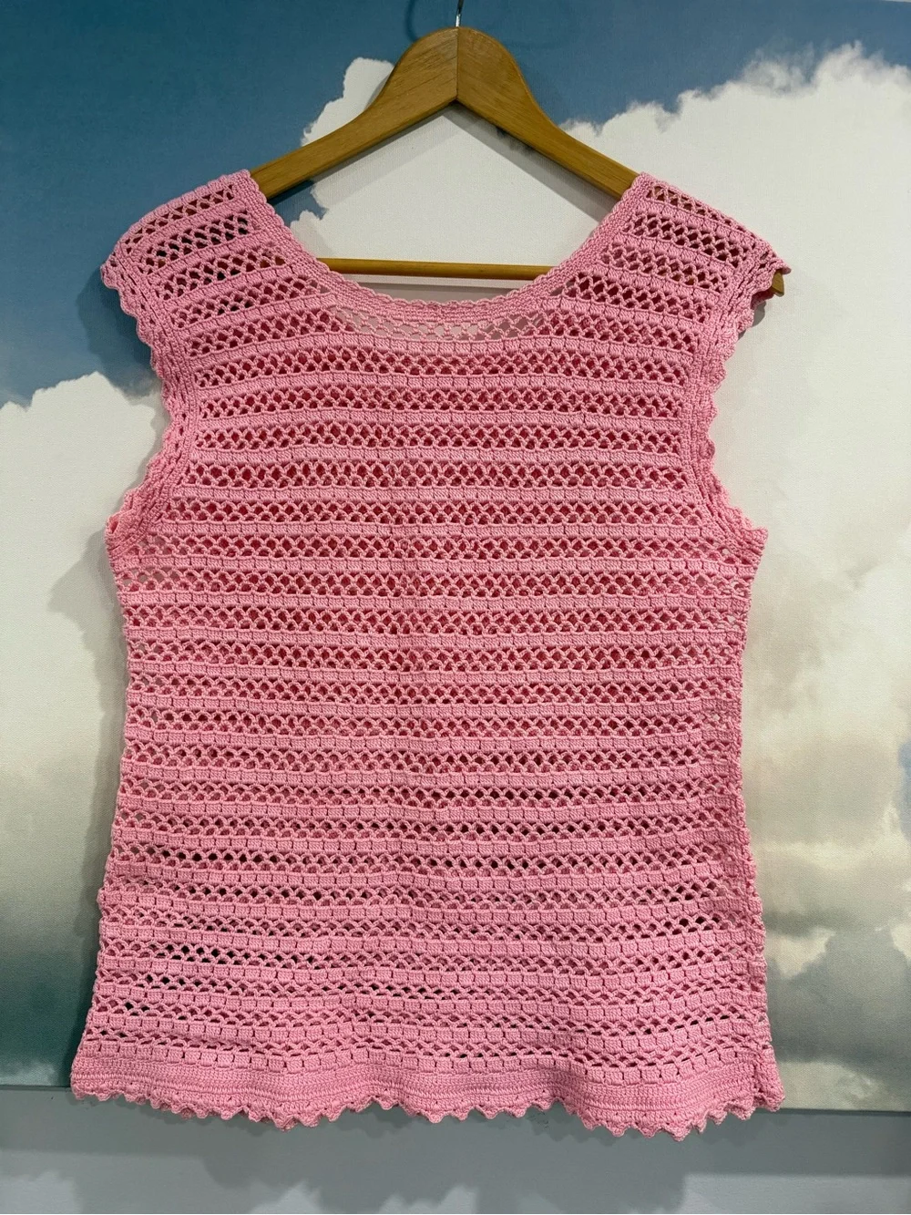 Pink Crochet Sleeveless Knit Top - Picture 6 of 9
